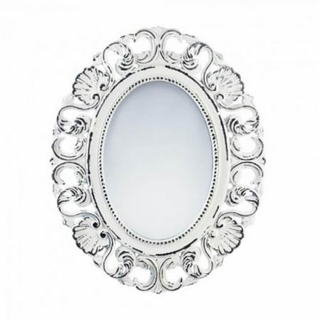 Scalloped Mirror - Off-White Distressed Scallop Wall Mirror