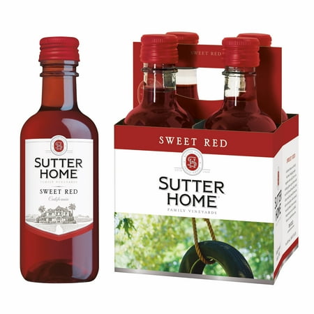 Sutter Home Sweet California Red Wine, 4 Pack, 187 ml Plastic Bottles, 13.5% ABV