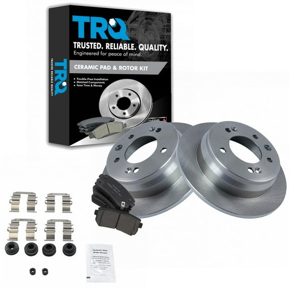 TRQ Rear Brake Pad & Rotor Kit Brake Pads Brake Rotor Ceramic Fits Select 2010-2015 Hyundai Tucson 2011-2016 Kia Sportage