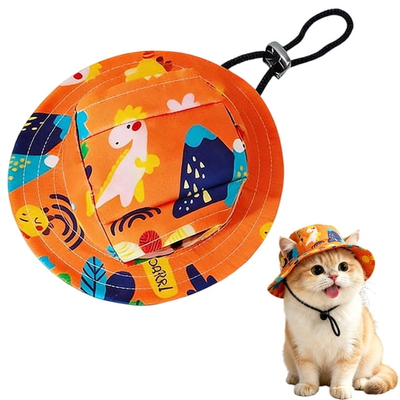 Dog Sun Hat with Ear Holes and Adjustable Chin Strap Breathable Outdoor Pet Cap for Small Dogs Cats Pomeranian Chihuahua S Orange