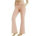 thumbnail image 3 of QATAINLAV Flare Yoga Pants for Women Casual High Waisted Bell Bottom Full Length Stretch Workout Pants Solid Color Micro Flared Trousers with Pockets Ofertas Flash Del Dia Premium Hoy Pink M, 3 of 9