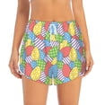 thumbnail image 2 of Balery Colorful Easter eggs Pantalones cortos deportivos para mujer con forro y dos bolsillos, elásticos, para entrenamiento, gimnasio, yoga-Medium, 2 of 7