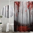 thumbnail image 5 of Red Forest Shower Curtain, Waterproof Shower Curtains for Bathroom, Vintage Foggy Woods Tree Mysterious Washable Fabric Bathtub Curtain Set Bath Decor with 12 Hooks Stall 36"x72", 5 of 8