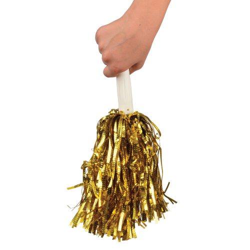 METALLIC POM POMS, GOLD (ONE DOZEN)