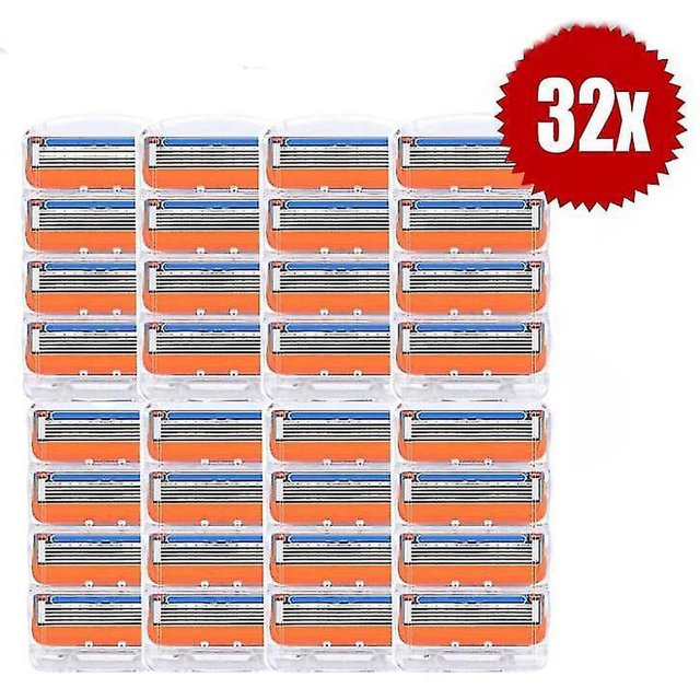32 Uds. Cuchillas de afeitar de 5 capas, cartuchos compatibles para el cuidado de los hombres, maquinilla de afeitar Gillette Fusion