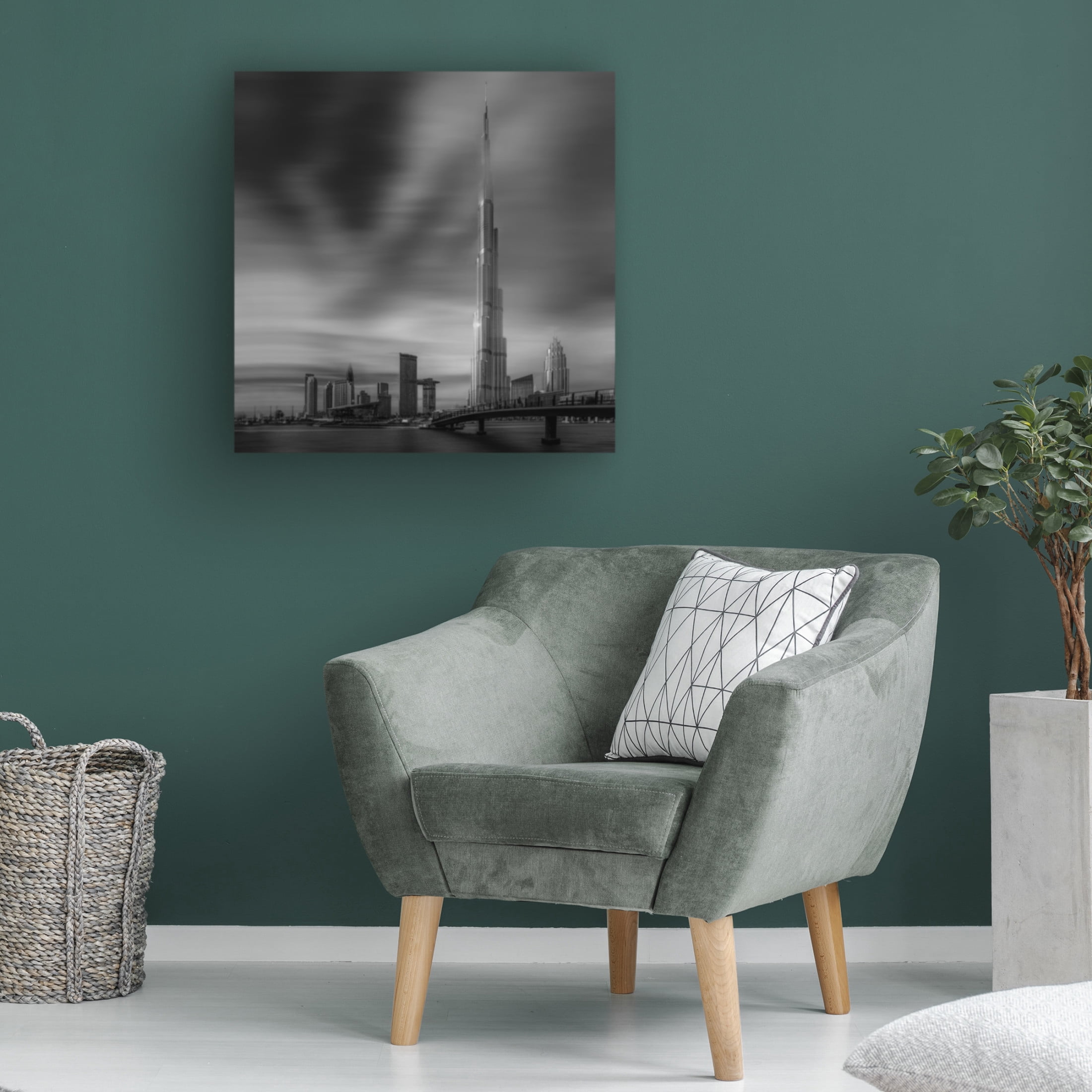Canvas Wall Art - Mohamed Kazzaz 'Dubai Downtown Cityscape, Dubai, Uae' Wall Art for Living Room, Bedroom, or Office Décor by Trademark Fine Art - 18 x 18 Inches