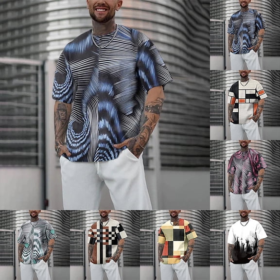 Mens Oversized T Shirt White Short/long Sleeve Big & Tall Athleisure Short Sleeve Shirts Trendy Printing Boat Neck Casual Summer Beach Basic T Shirts