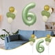 thumbnail image 1 of Juego de globos del primer cumpleaños - 0-9 números de papel de aluminio y 10 globos verdes con cinta para decoraciones de fiesta, 1 of 7