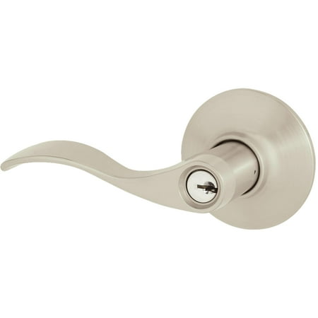 - Schlage F51VACC619 Satin Nickel Accent Keyed Entry Lever