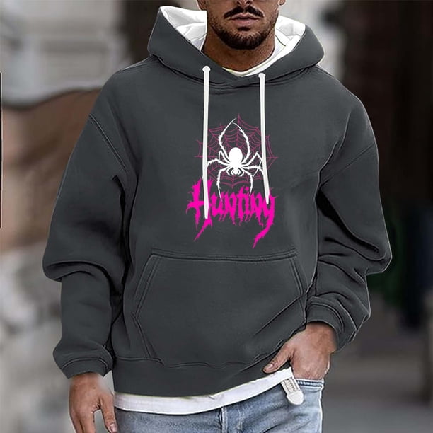 Sudadera con capucha para hombre, informal, a la moda, con estampado, con cordón, de manga larga, de poliéster