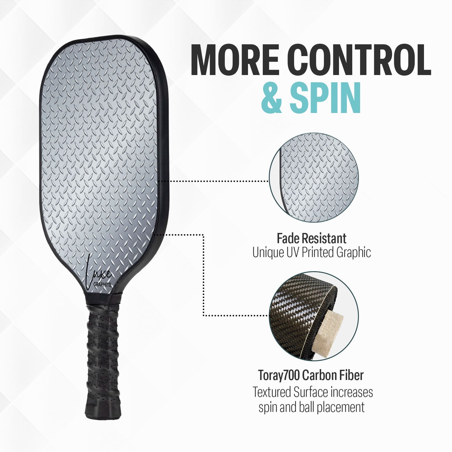 Palms-O-Aces New Luxe Lightweight Graphite Pickleball Paddle - Steel Plated - 7.8 oz