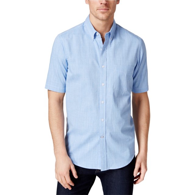 Club Room - Camisa con botones a cuadros para hombre, azul, extragrande