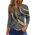 thumbnail image 2 of Endives Women's 3/4 Sleeves Blouse Tops Round Neck Printed Womens Blouse T Shirt Basic Tee Spring Outfit, 2 of 5