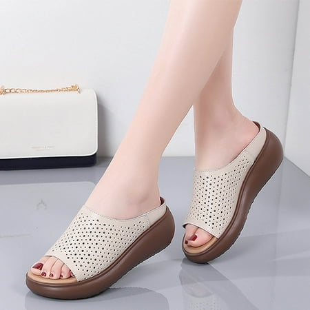 

Summer New Style Roman Folk Style Outer Wear Thick Bottom Slope With Fish Mouth Women s Sandals And Slippers