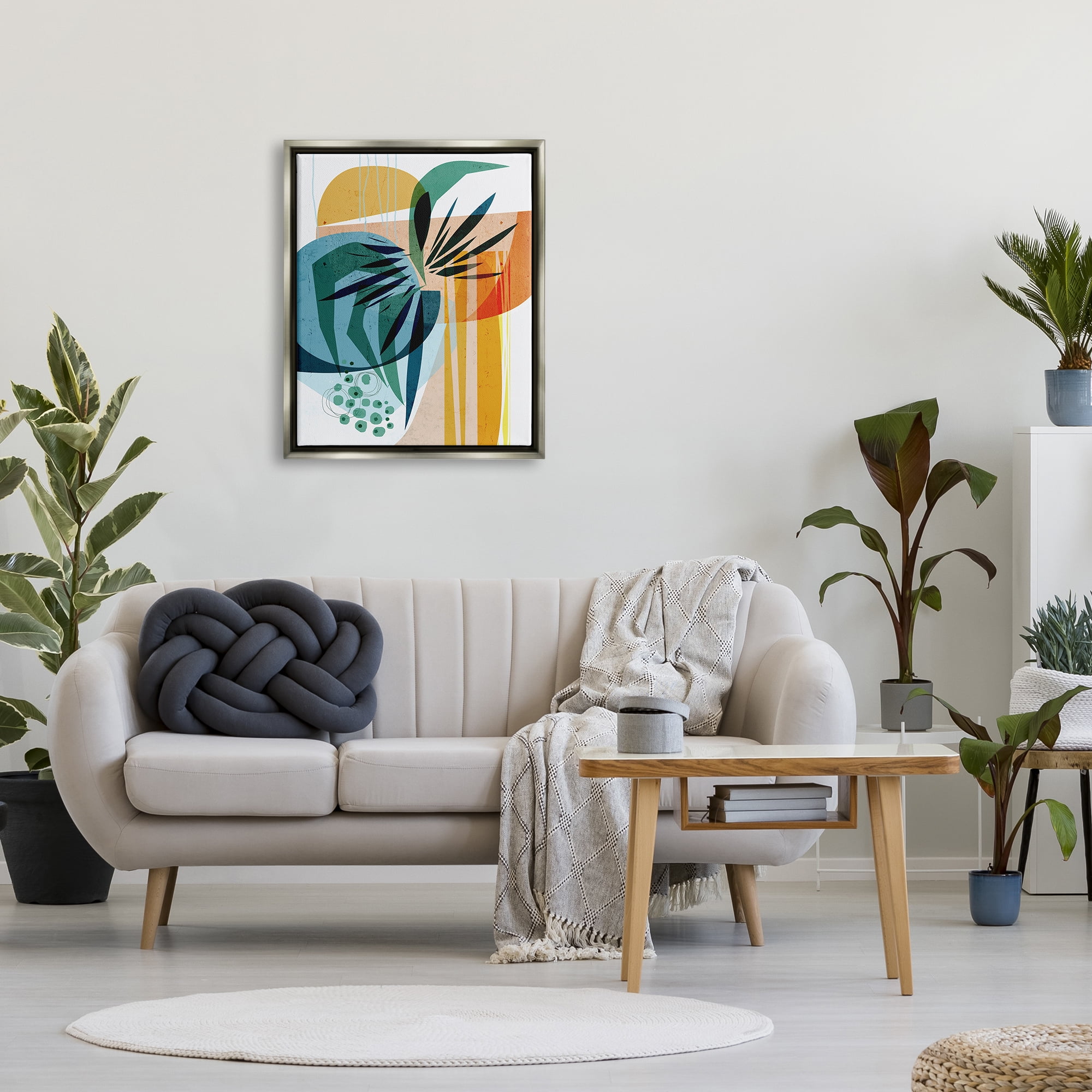 Stupell Summer Tropics Abstract Botanicals Abstract Painting Gray Floater Framed Art Print Wall Art