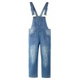thumbnail image 1 of KIDSCOOL SPACE Big Girls Ripped Denim Overalls, Adjustable Elastic Waistand Inside Stretch Jeans Jumpsuit,Light Blue,13-14 Years, 1 of 5