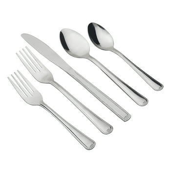 Mainstays 49 Piece Lace Stainless Steel Flatware Value Set with Tray Organizer, Silver