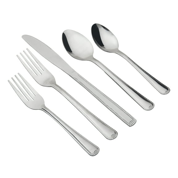 Mainstays 49 Piece Lace Stainless Steel Silver Flatware Value Set with Tray Organizer, Service for 8 3.11 lb