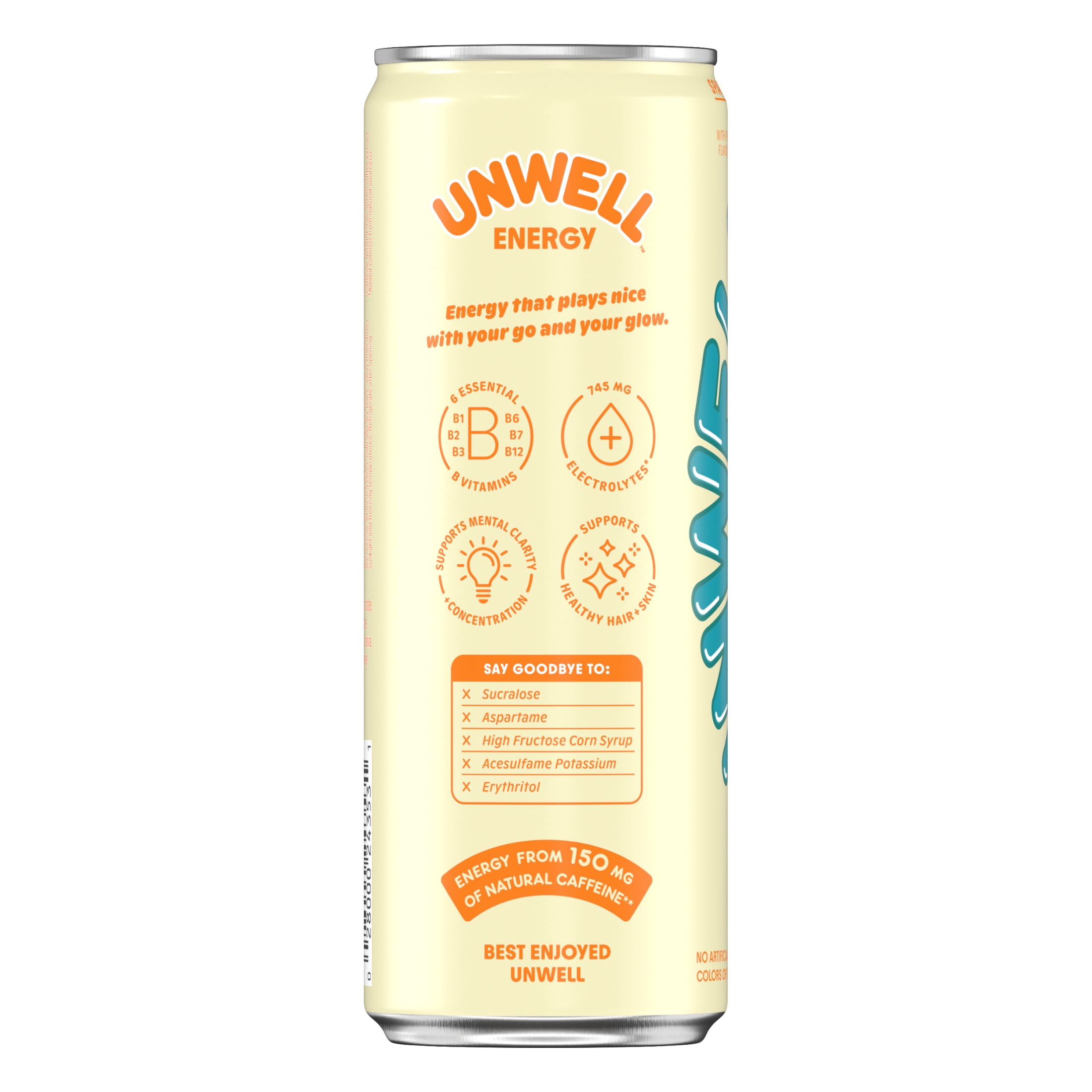 Unwell Sparkling Energy Drink, Electrolytes & Real Fruit Juice – Pineapple Coconut 12 fl oz