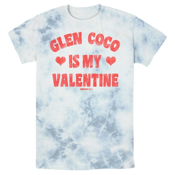 Men's Mean Girls Distressed Glen Coco Is My Valentine Graphic Tee White/Blue Medium