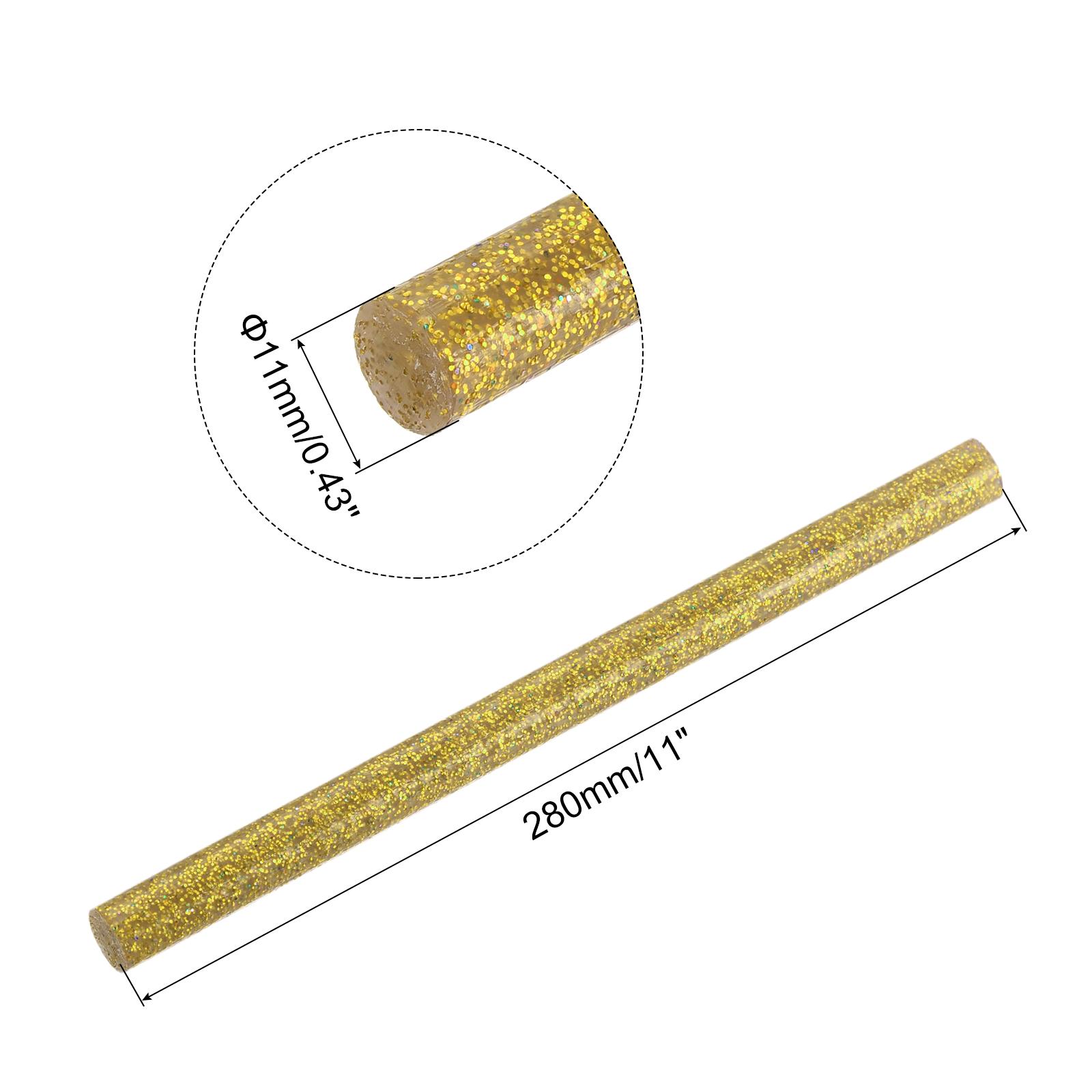 Unique Bargains 20pcs Hot Melt Glue Gun Sticks,280mm x 11mm for Most Glue Gun,Glitter Gold