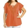 thumbnail image 1 of Birdeem Fashion Woman Casual V-Neck Solid Print Lace Short Sleeve T-Shirt Summer Plus Size Tops, 1 of 7