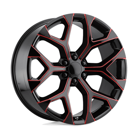 Oe Creations Pr176 20X9 6X139.7 24Et 70.6Cb Gloss Black Red Milled Wheel