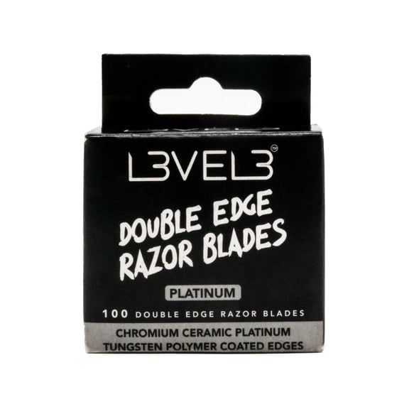 Level 3 Double Edge Razor Blades - Platinum Coated, Stainless Steel Razor Blades for the Close Shave - for Double Edged Safety Razors - 100 Count