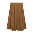 thumbnail image 4 of RUTAYY Women Casual High Waisted Pleated A-Line Midi Skirt Fall Winter Zipper Work Skirts Solid Color Smocked Boho Pleated Skirts, 4 of 5