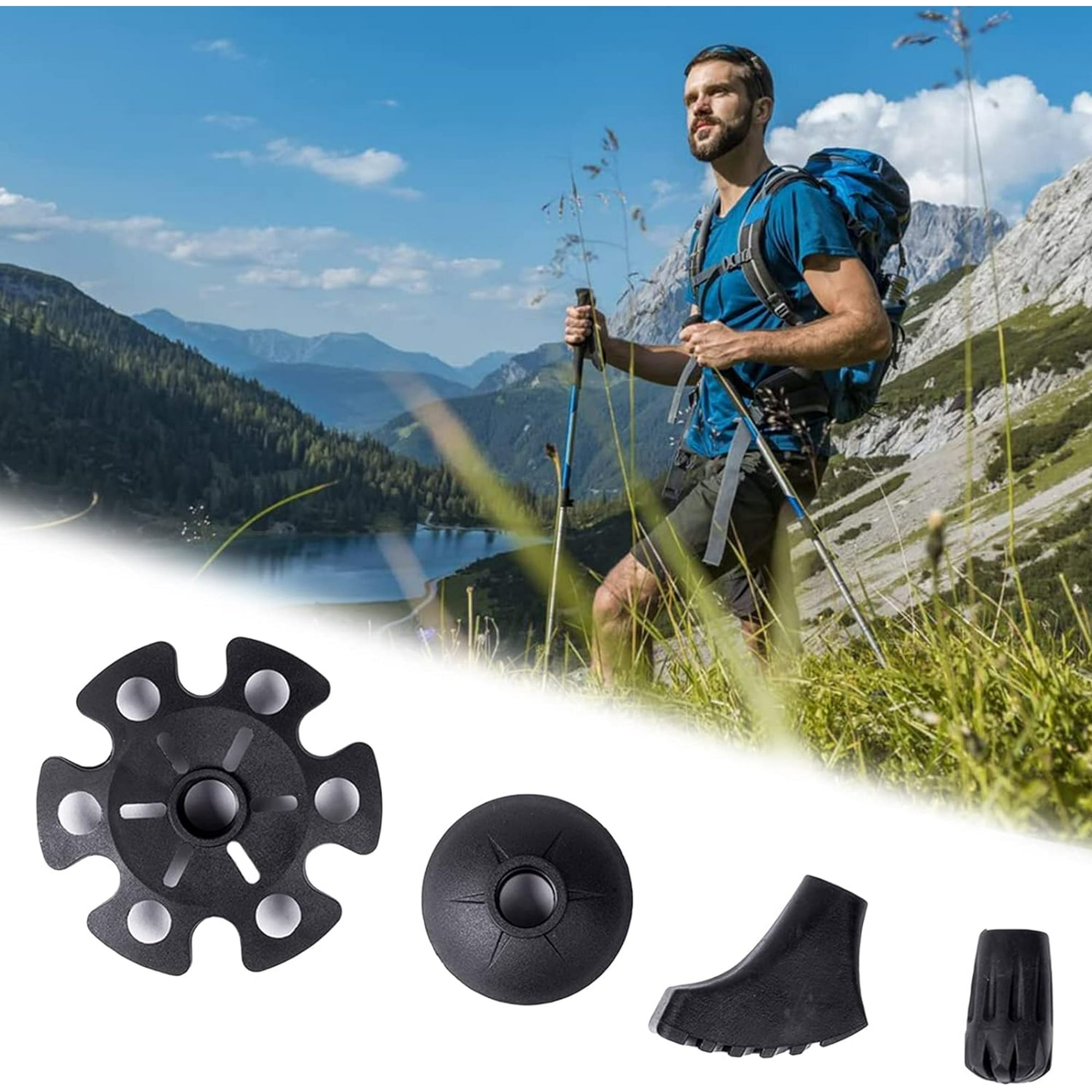 Nimomo 12 Pcs Long tête Tige Capuchon Protecteur Caoutchouc bâton de randonnée Capuchon Noir pour la Marche randonnée Randonnée pôles