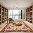 thumbnail image 2 of ODIKA 6'x9' Machine Washable Non-Slip Area Rug, Artisan Rooster With Pastoral Heritage Design High Traffic Rug with Pad, Beige, 916299, 2 of 8