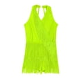 thumbnail image 3 of Doomiva Kids Girls Latin Dance Fringe Dress Rhinestones Tassel Skirted Leotard Sleeveless Tango Ballroom Outfit Fluorescent Yellow 14, 3 of 5