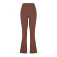 thumbnail image 6 of ibuvkizy Flare Leggings with Pockets for Women,Women's Fashion Casual Temperament Solid Color Knitted Pull Slim Flare Trousers Brown,S, 6 of 8
