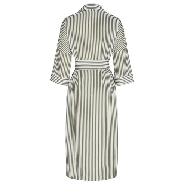 ladies stripe dress Modest Saylor Midi Dress in Black & White Stripe