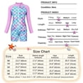 thumbnail image 2 of Jurebecia Girls Swimsuit Kids One Piece Swimsuit Long Sleeve UV Sun Protection Mermaid Scales Printed Zipper Front Swimming Wetsuit Athletic Romper 5-6 Years, 2 of 9