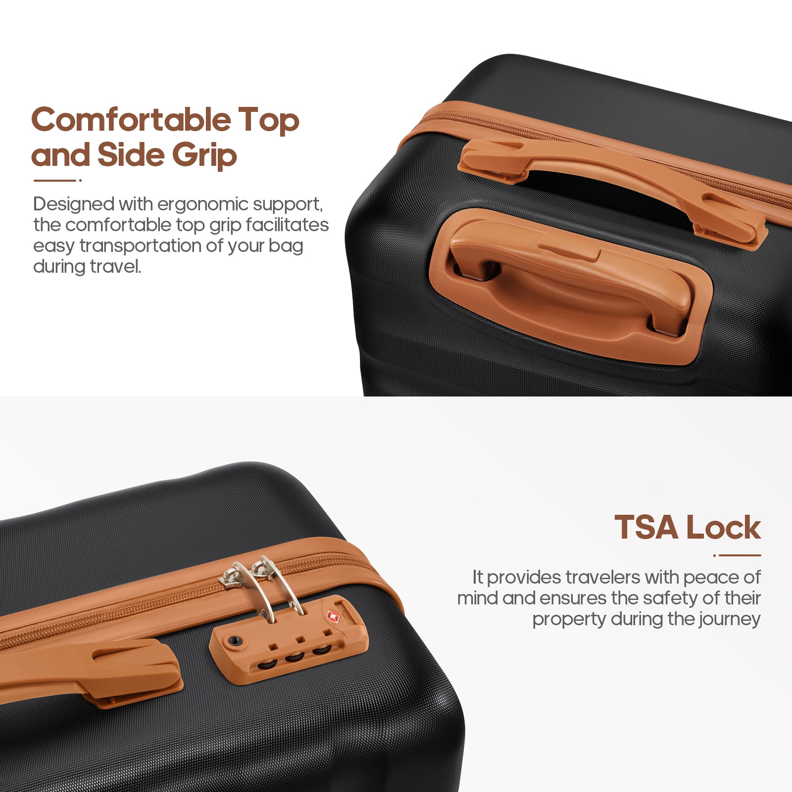UKEIN Carry On Luggage 20 Inch Hardside Suitcase with YKK Zippers TSA Lock and Spinner Wheels Luggage Sets with Travel Backpack 3 Packing Cubes for Men Women