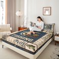 thumbnail image 3 of Manfei Retro Pike Fish King Sheets, Fishing Tool Print Bedding, Navy Beige Olive, 4-Piece, 1 Flat Sheet, 1 Fitted Sheet and 2 Pillowcases, 3 of 6