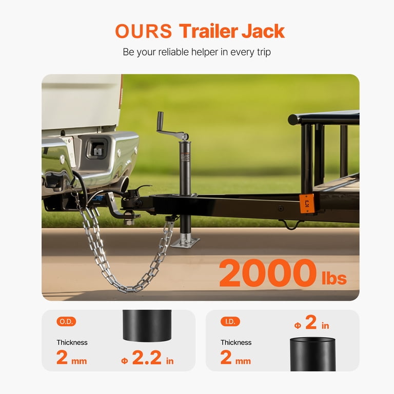 KFFKFF Trailer Jack, 2000 lbs Load, A-Frame with Handle photo 2