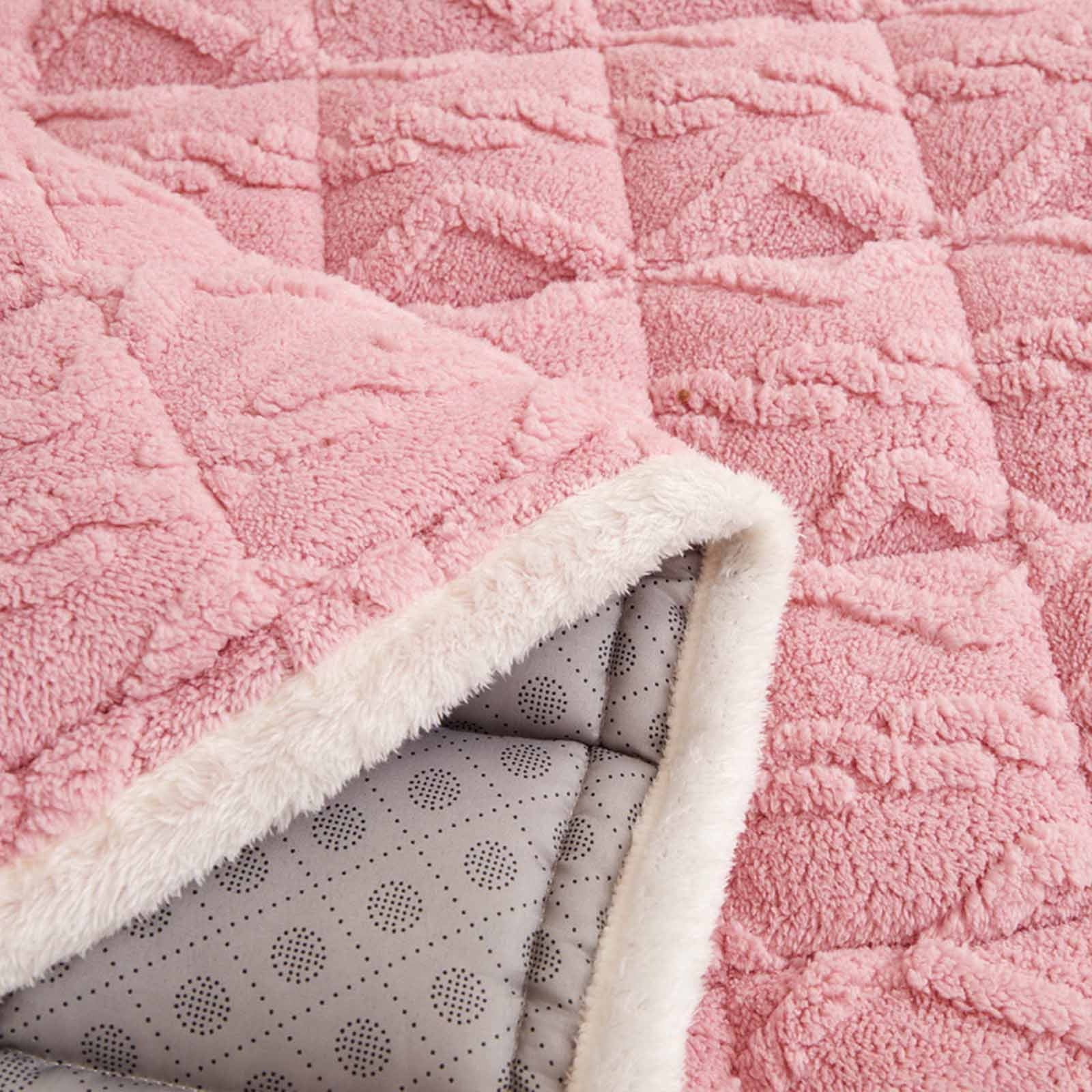 Thick Velvet Mattress Pad Quilted Flannel Mattress Topper Non Slip Bottom Soft Warm Foldable Bed Pad Polyester Fiber Washable Mattress Protector For Winter Bedding