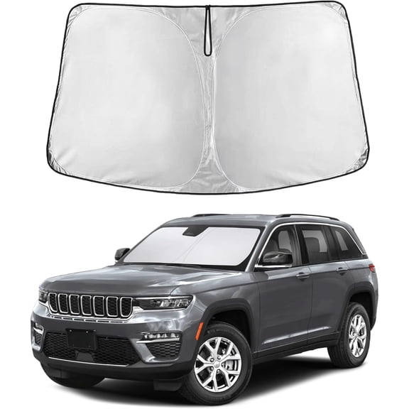 Windshield Sunshade for Jeep Grand Cherokee 2011-2024 2025 2026, Sun Visor for Front Windshield & Window Sun Shade Cover, UV Heat Blocker & Protector, Car Accessories