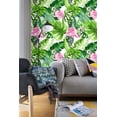 thumbnail image 3 of Watercolor Flamingo Tropical Peel and Stick Wallpaper Removable Green/Pink Vinyl Self Adhesive Shelf Liner 17.7in x 9.8ft, 3 of 8
