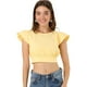 thumbnail image 1 of Allegra K Blusa Sin Espalda Manga Corta Lazo En La Espalda Top Corto Para Mujeres Amarillo L Unique Bargains Blusa, 1 of 6