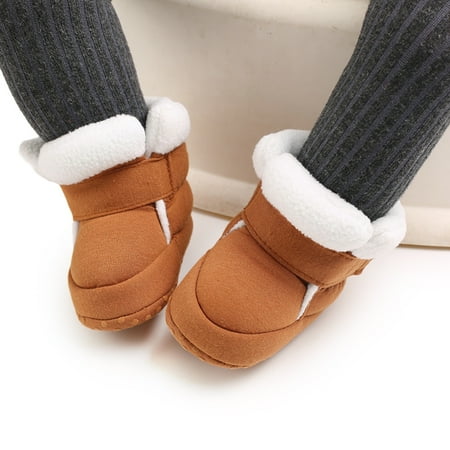

Newborn Baby Winter Snow Boots Crib Shoes Infants Soft Sole Plush Booties First Walker 0-18M