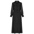 thumbnail image 7 of Mceream Womens Western Dress Long Sleeve Vintage Crew Collar Maxi Dress Button Down High Waisted Patchwork Gown A-Line Swing Dress with Pockets Black S, 7 of 7