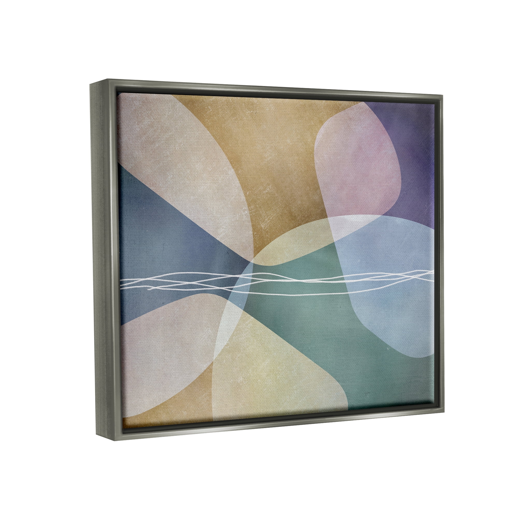 Stupell Industries Contemporary Layered Shapes Abstract Painting Gray Floater Framed Art Print Wall Art, 31 x 25