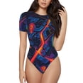 thumbnail image 1 of Fotbe Neon City Map Body de Mujer con Cuello Redondo y Mangas Cortas, Sin Mangas Ajustado, Suave, Cómodo y Básico-X-Large, 1 of 7