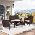 thumbnail image 2 of 4 Piece Outdoor Patio Furniture Set, Wicker Rattan Patio Conversation Set, Outdoor Chairs and Loveseat with Coffee Table for Porch, Yard & Poolside (Brown), 2 of 7