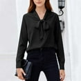 thumbnail image 6 of Women's Casual Comfortable Printed V Neck Long Sleeve Blouse Shirt Tops Loose Fit Lightweight Fashion Tunic for Work Office | CSEONE,Black XL, 6 of 9