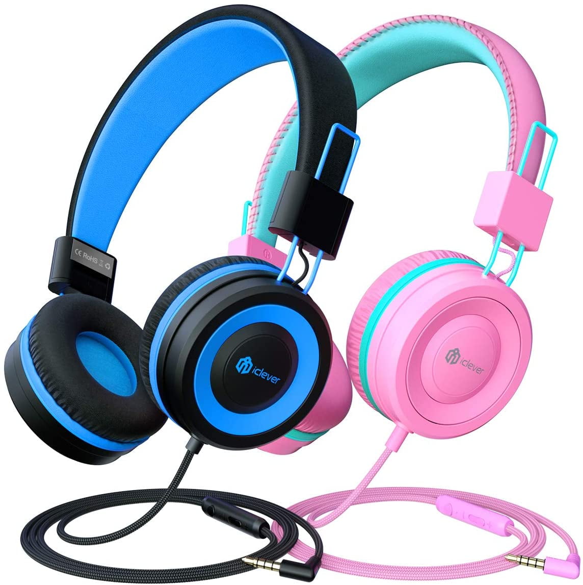[2 Pack] iClever Kids Headphones, Headphones for Kids with Safe Volume