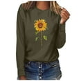 thumbnail image 2 of Aobny Work Women's Leisure T-Shirt Flowy Green Tees Long Sleeve Crew Neck Sunflower Juniors T-shirts, 2 of 7